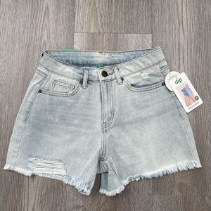 Dip Faded Blue Distressed Jean Shorts